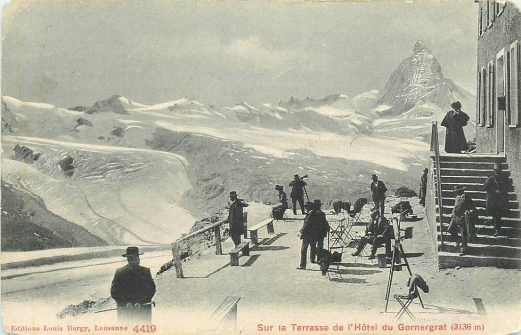 381-391-017 Zermatt Sur la Terrasse de l'Hotel du Gornergrat, Verzenden, Voor 1920, Overig Europa