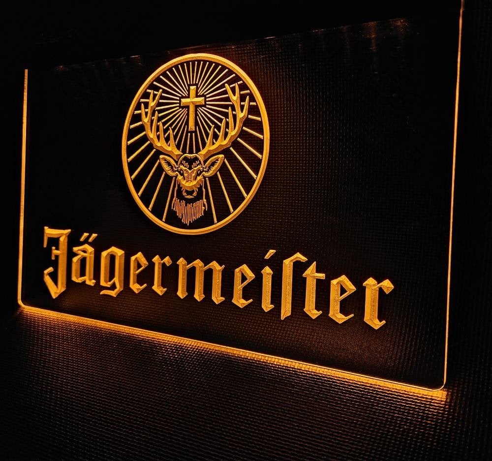 Jagermeister oranje led reclame ledlamp wanddeco decoratie, Reclamebord, Info@deconoord.nl, Deco Noord, Nieuw