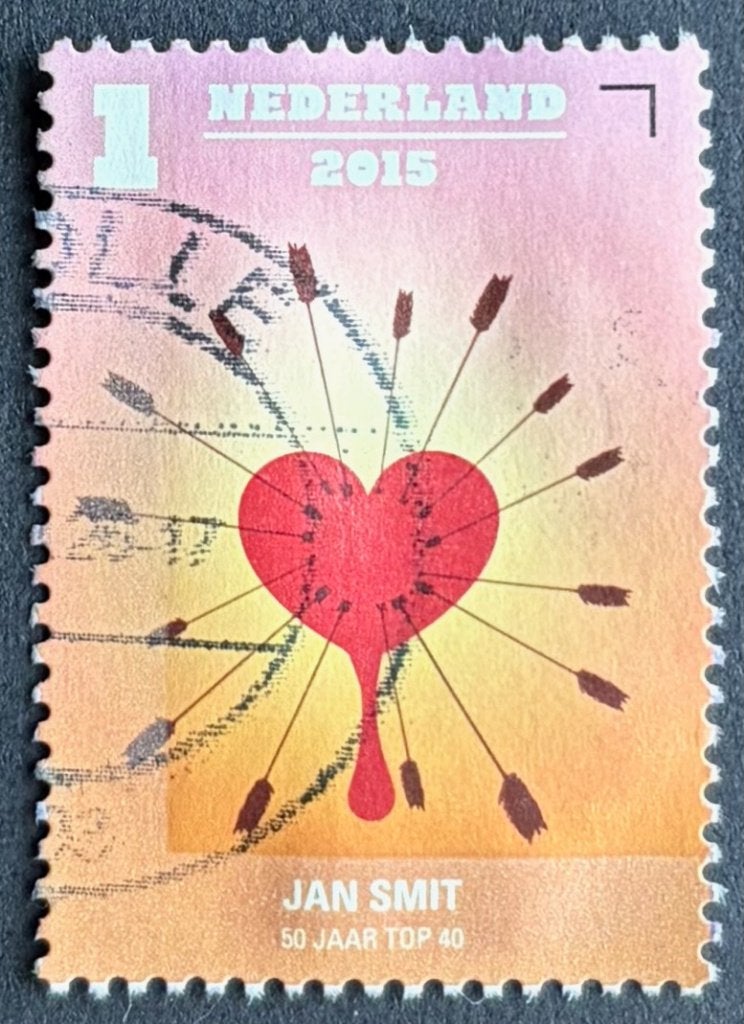 Postzegel Nederland Jan Smit hit Cupido top 40, Ophalen of Verzenden, Na 1940, Gestempeld