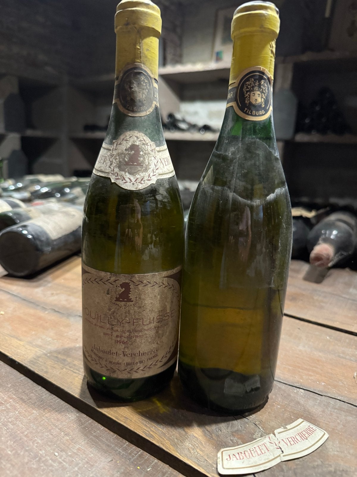 2 flessen Pouilly-Fuissé 1966, Jaboulet-Vercherre, Verzamelen, Ophalen, Frankrijk, Witte wijn, Zo goed als nieuw