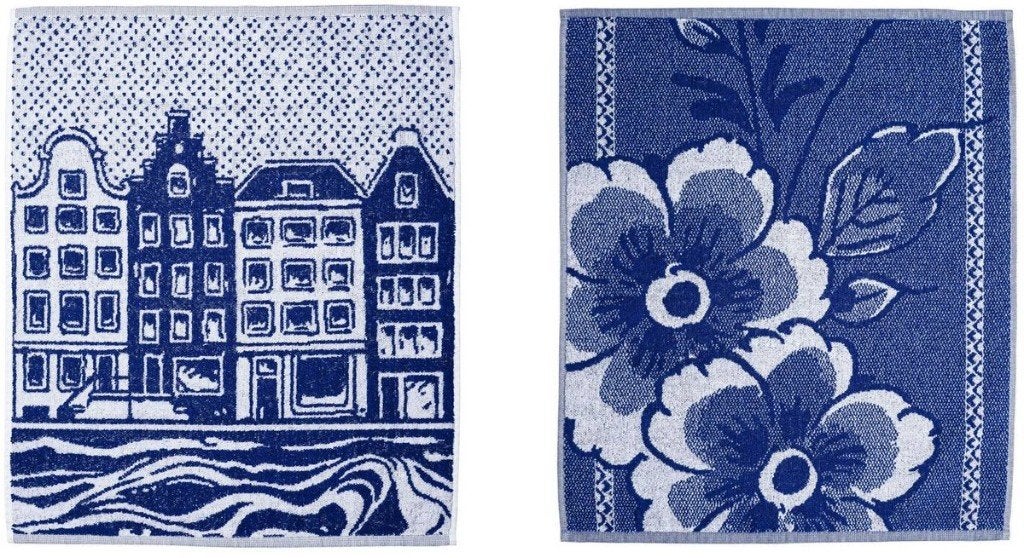 Heinen Delfts Blauw theedoeken set van 2, Met decoratie, Katoen, Blauw, Heinen Delfts Blauw