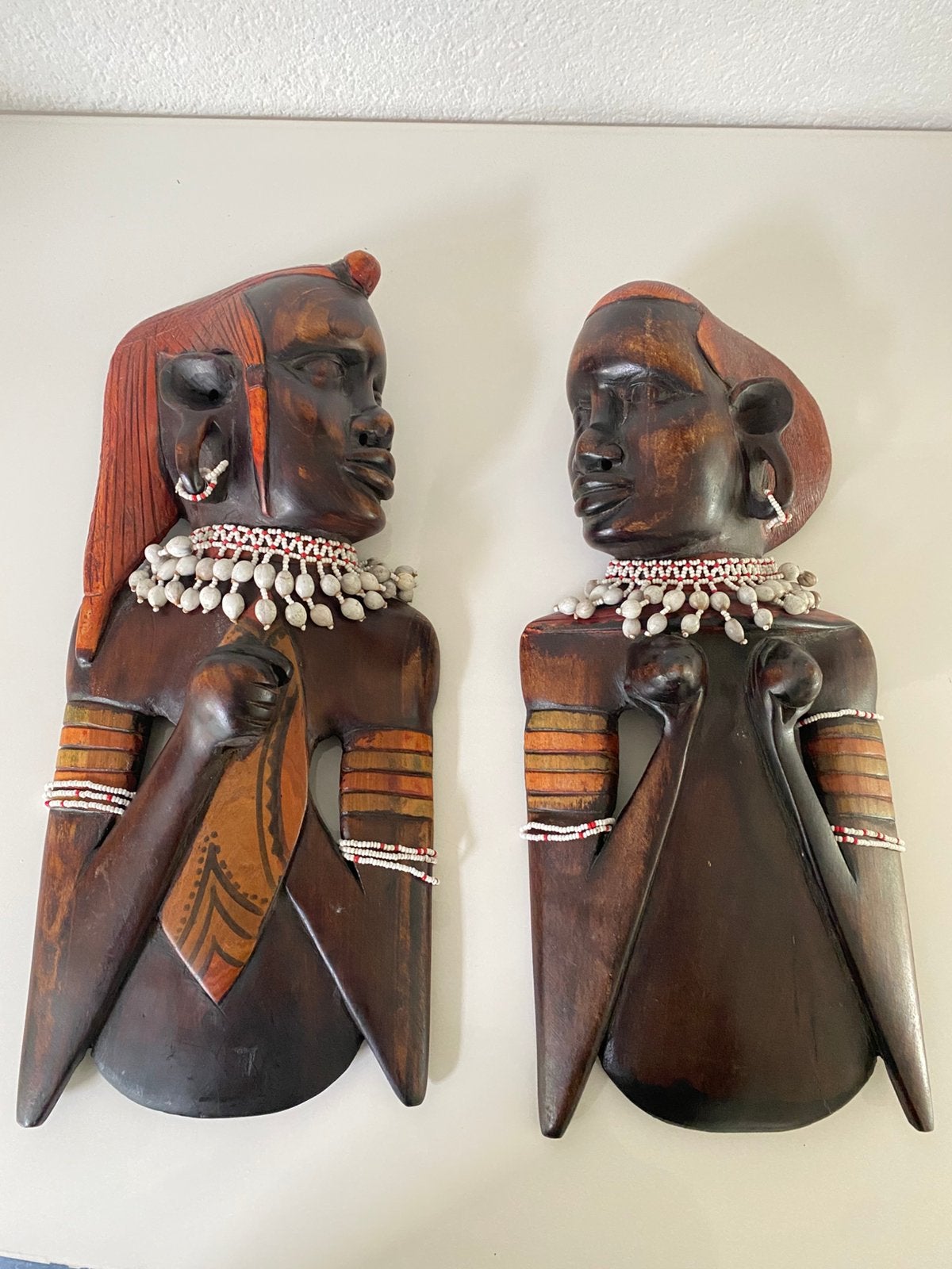 Wandmasker/wand masker,man en vrouw,Masai/Massai,Afrika,set, Ophalen