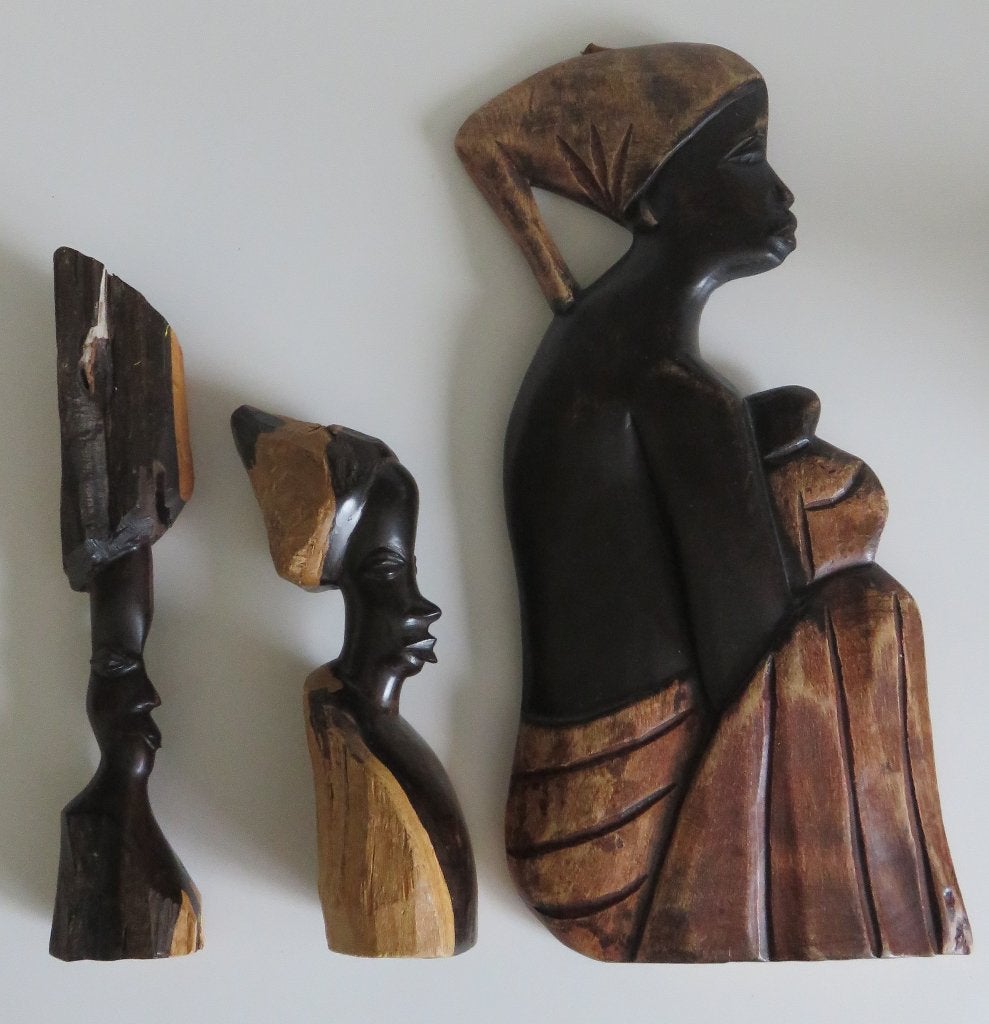 3 houten Afrikaanse beeldjes, Ophalen of Verzenden, Gebruikt