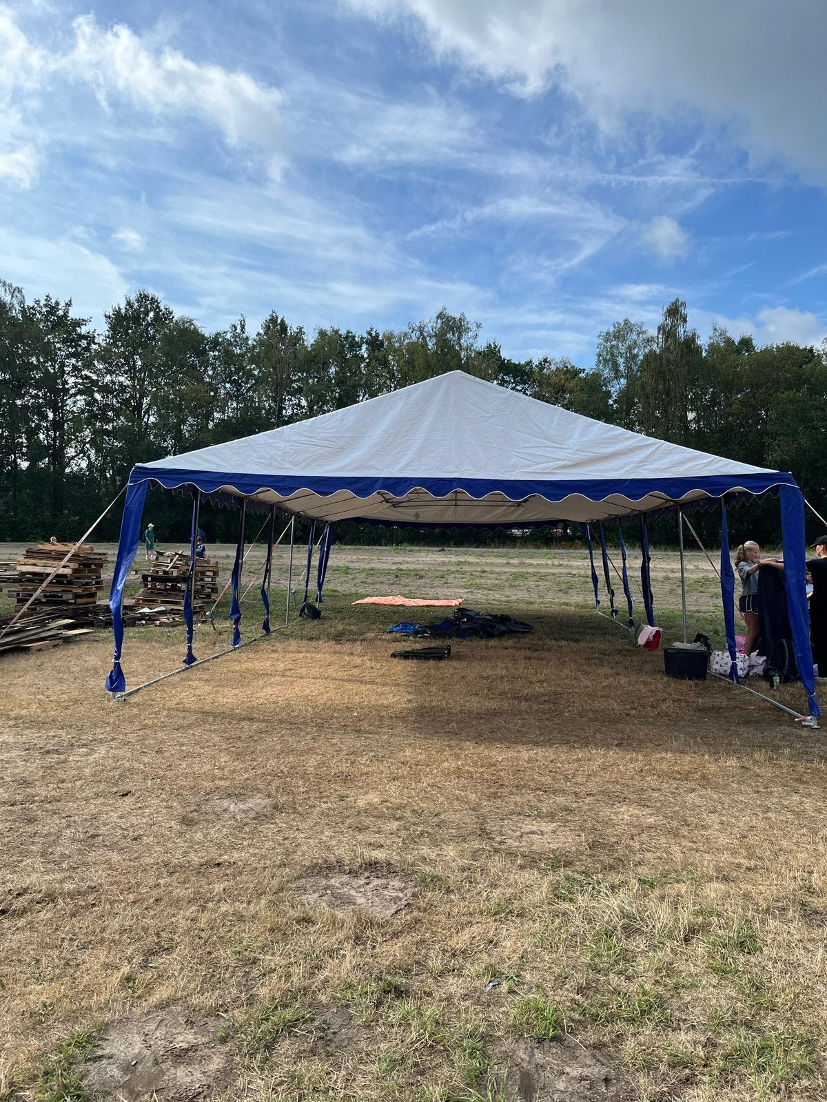 Partytent 6x12m - Haringen en elastieken inbegrepen, Ophalen, Gebruikt
