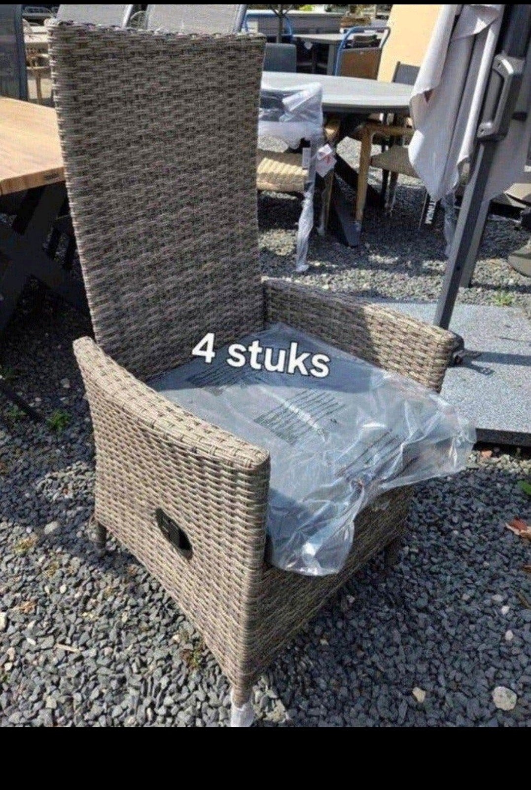 4 STUKS VERSTELBARE RUGLEUNING STOELEN GARDEN IMPRESSIONS, Ophalen