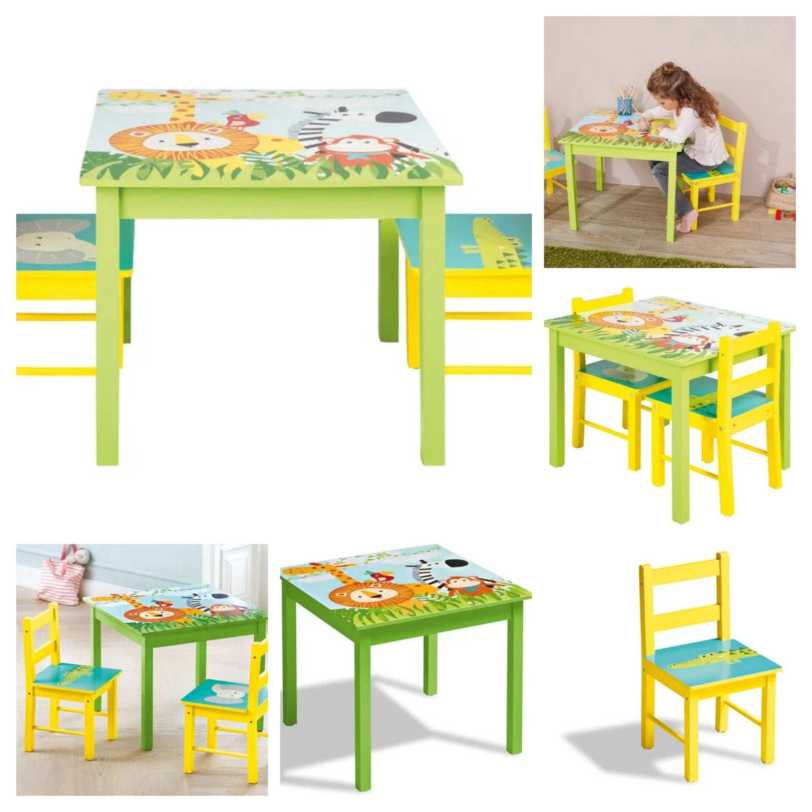 kinder tafeltje met twee stoeltjes dieren print nieuw doos, Ophalen, Nieuw, Tafel(s) en Stoel(en)