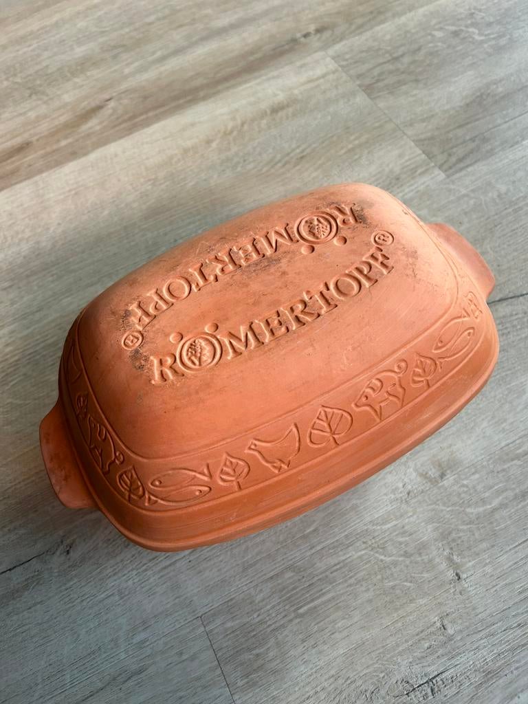 Römertopf terracotta klei braadpan ovenschaal, Ophalen of Verzenden, Gebruikt, Overige materialen