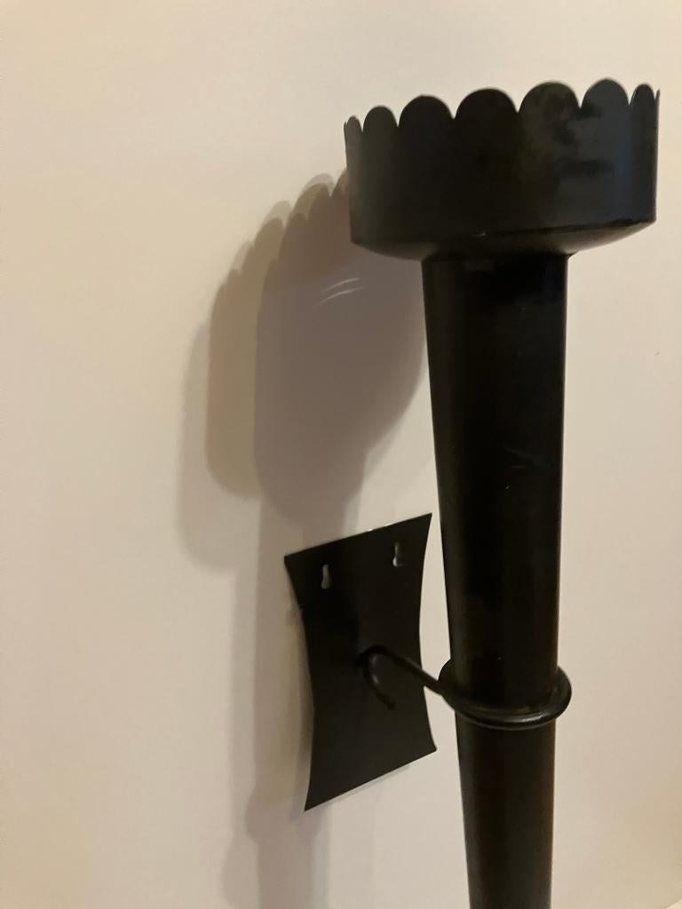 Wand kandelaar middeleeuwse stijl 2 stuks, Gebruikt, Zwart, Ophalen of Verzenden, Metaal