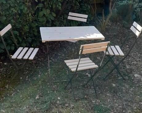 Frans bistro setje, Tuin en Terras, Tuinsets en Loungesets, Ophalen, 4 zitplaatsen, Gebruikt, Tuinset