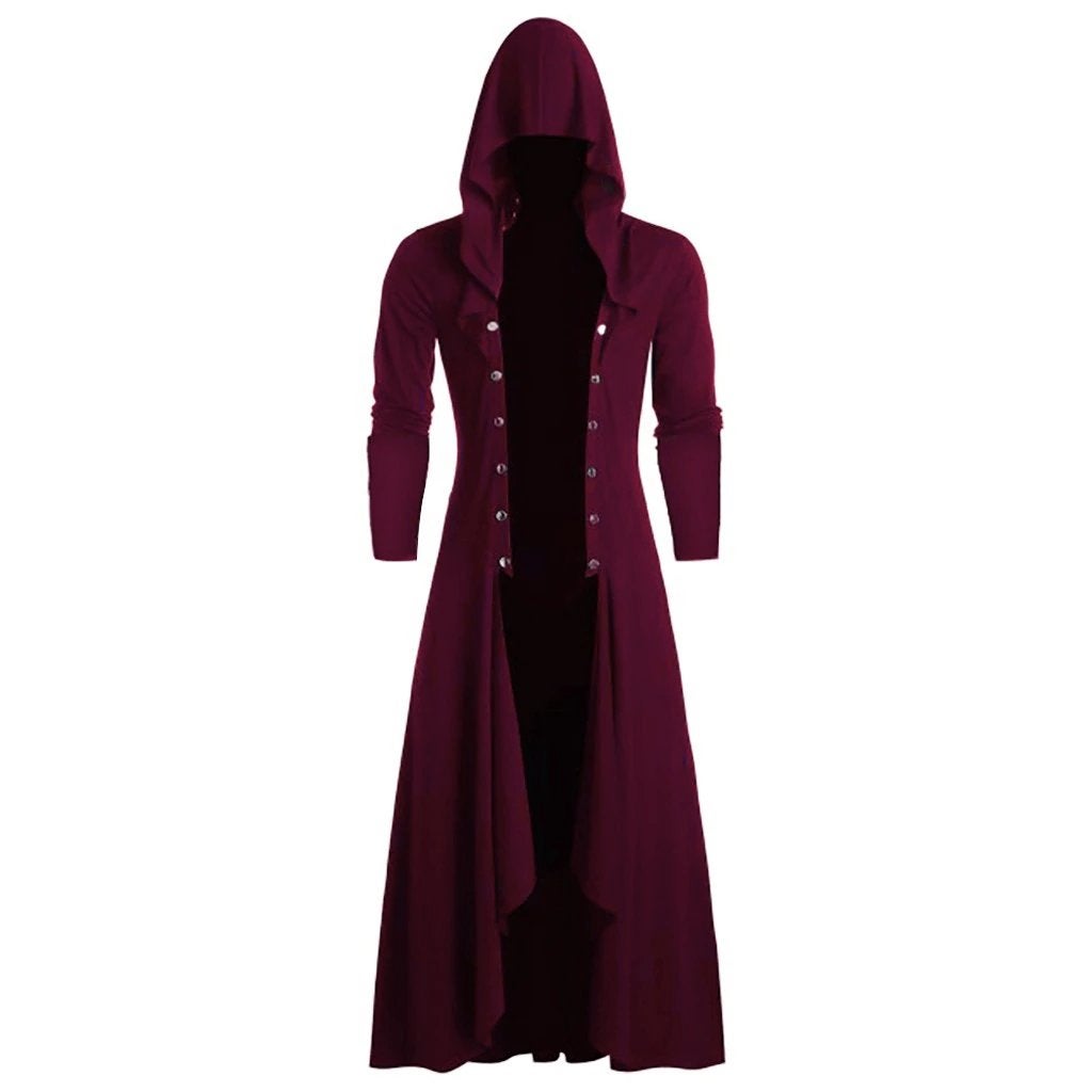 Rode lange heren steampunk jas (victoriaanse middeleeuwse), Kleding | Heren, Verzenden, Nieuw, Overige maten, Kleding