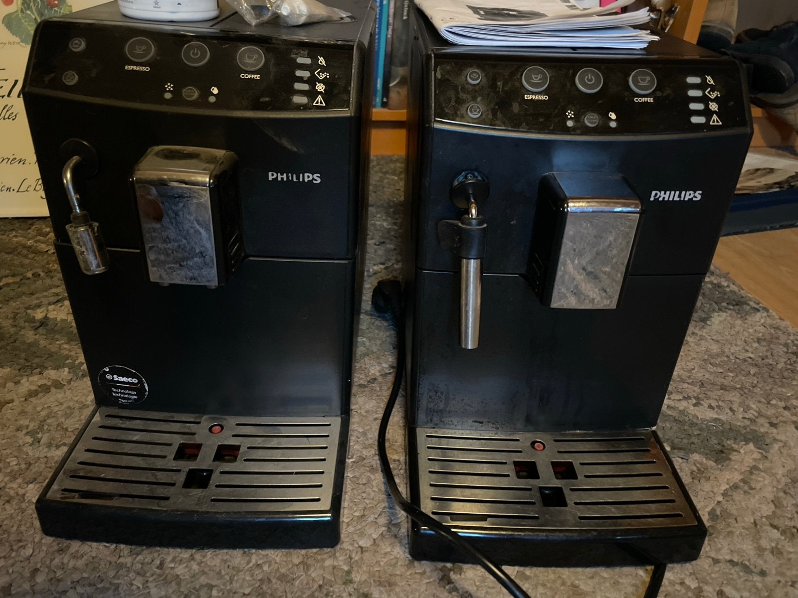 2x Philips Saeco HD8821/01 Espresso Apparaat - 2 stuks, Ophalen, Afneembaar waterreservoir, Gebruikt, Espresso apparaat