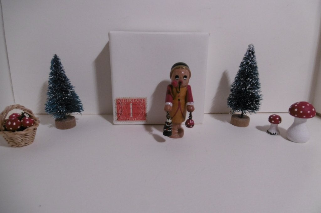 oud houten Duitse kerst rookvrouwtje pop kerstboom miniatuur, Ophalen of Verzenden
