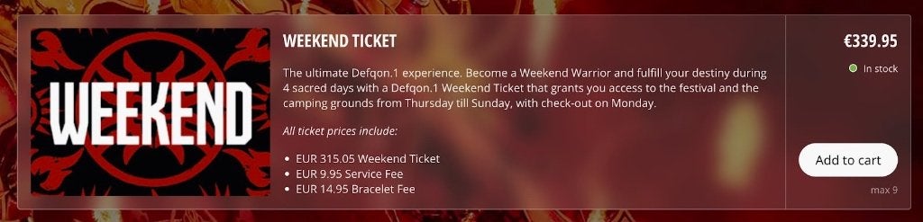 Defqon 1 experience, Tickets en Kaartjes, Eén persoon, Meerdaags