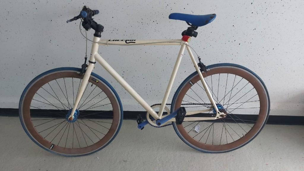 Cheetah fixed gear fiets, wit, Fietsen en Brommers, Ophalen, Gebruikt, Velgrem, Overige merken