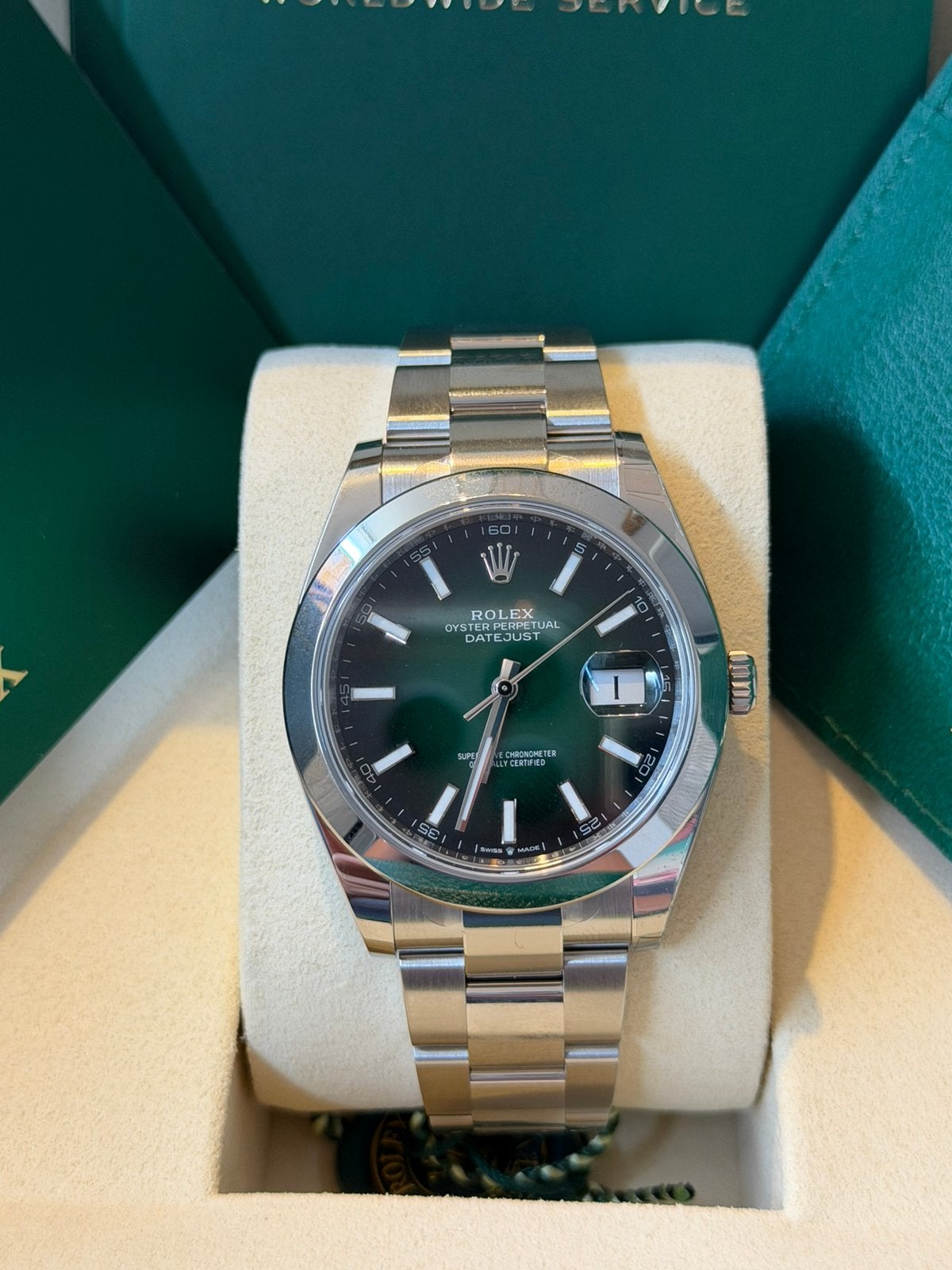 Rolex 126300 Ombre green dial (7/2026) NEW, Ophalen, Staal, Polshorloge, Nieuw