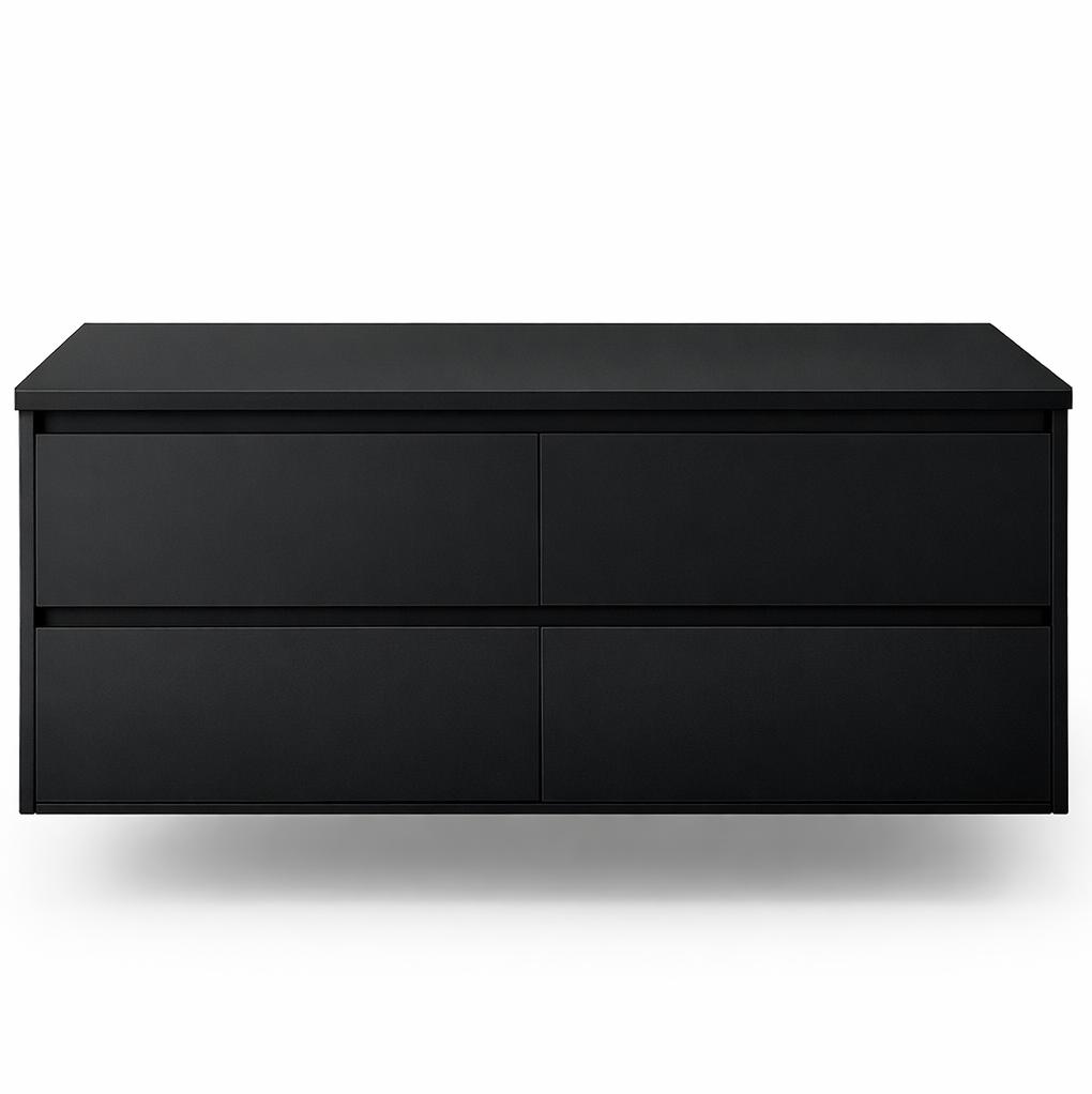 Sanitairmeubel, Mat zwart, 120cm, Waskom, Soft-close, Orsa, Ophalen of Verzenden, Nieuw, Zwart