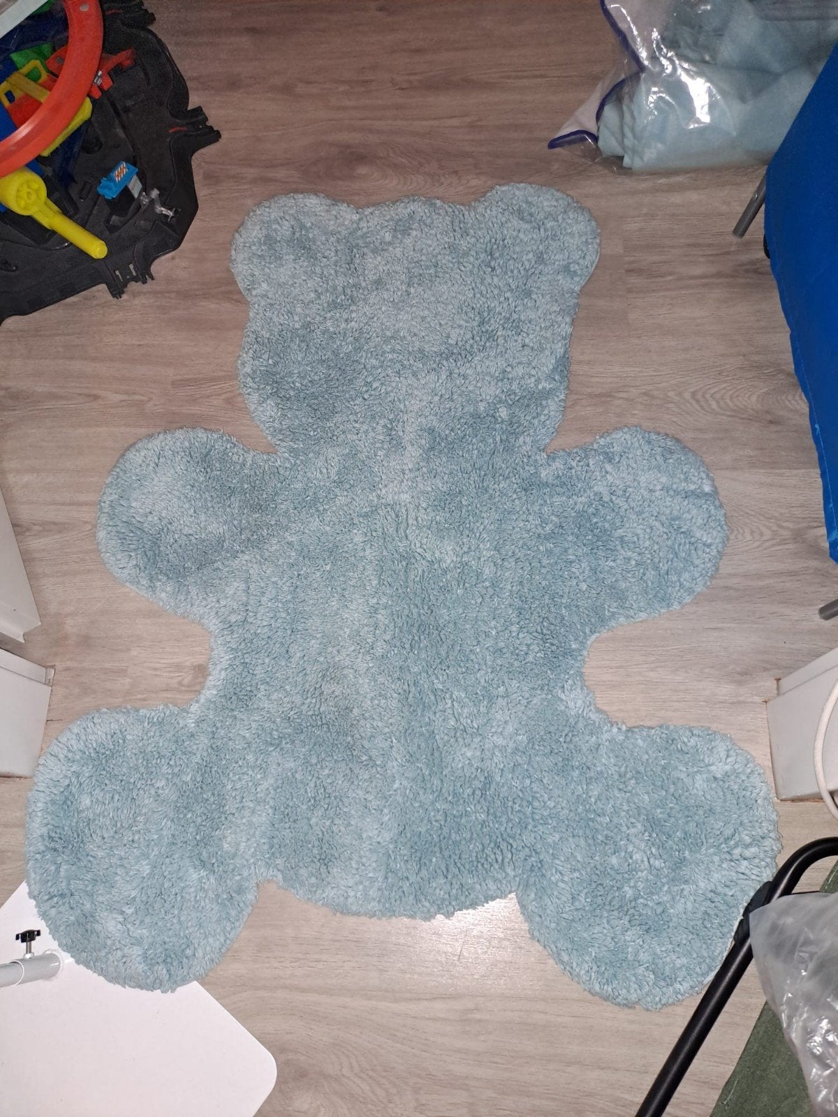 Schattig blauw teddybeer vloerkleed voor kinderkamer, Gebruikt, 100 tot 150 cm, Blauw, Kinderkamer, Speels, Knus