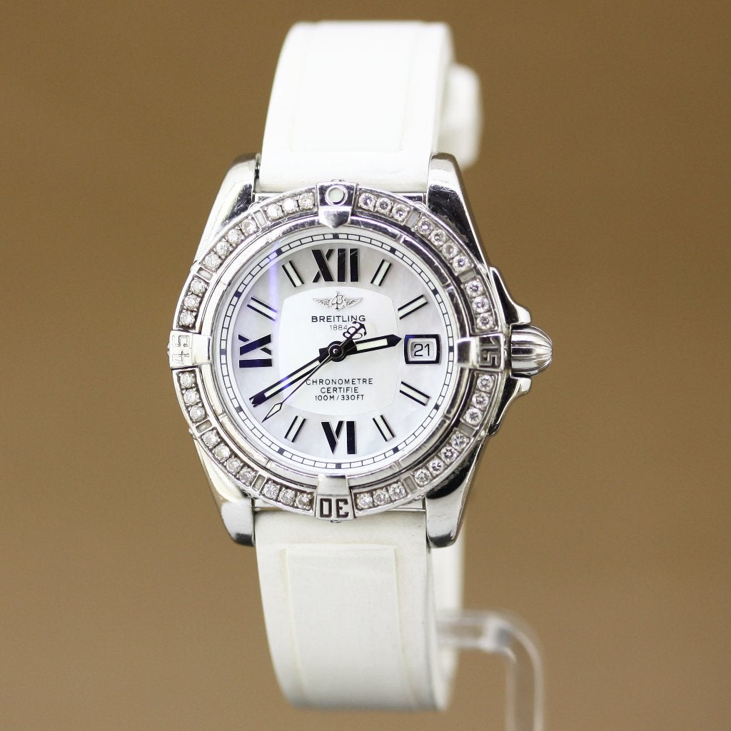 Breitling Cockpit Lady A71356 MOP Diamant, Overige merken, Gebruikt, Staal, Polshorloge