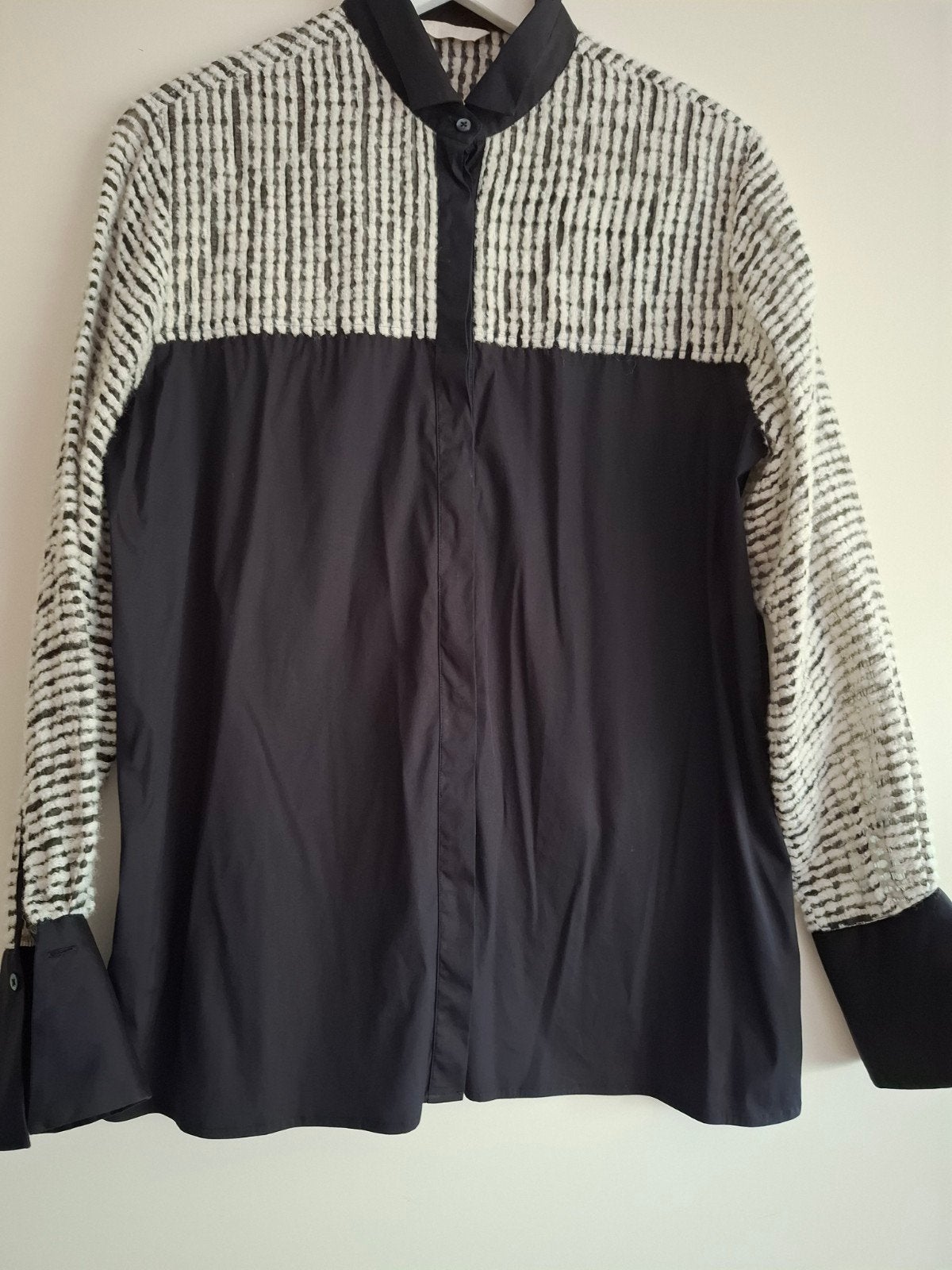 Xaccs Blouse Wit Zwart Maat 40/42 Zo goed als nieuw, Kleding | Dames, Xacus, Ophalen of Verzenden, Zo goed als nieuw, Maat 38/40 (M)