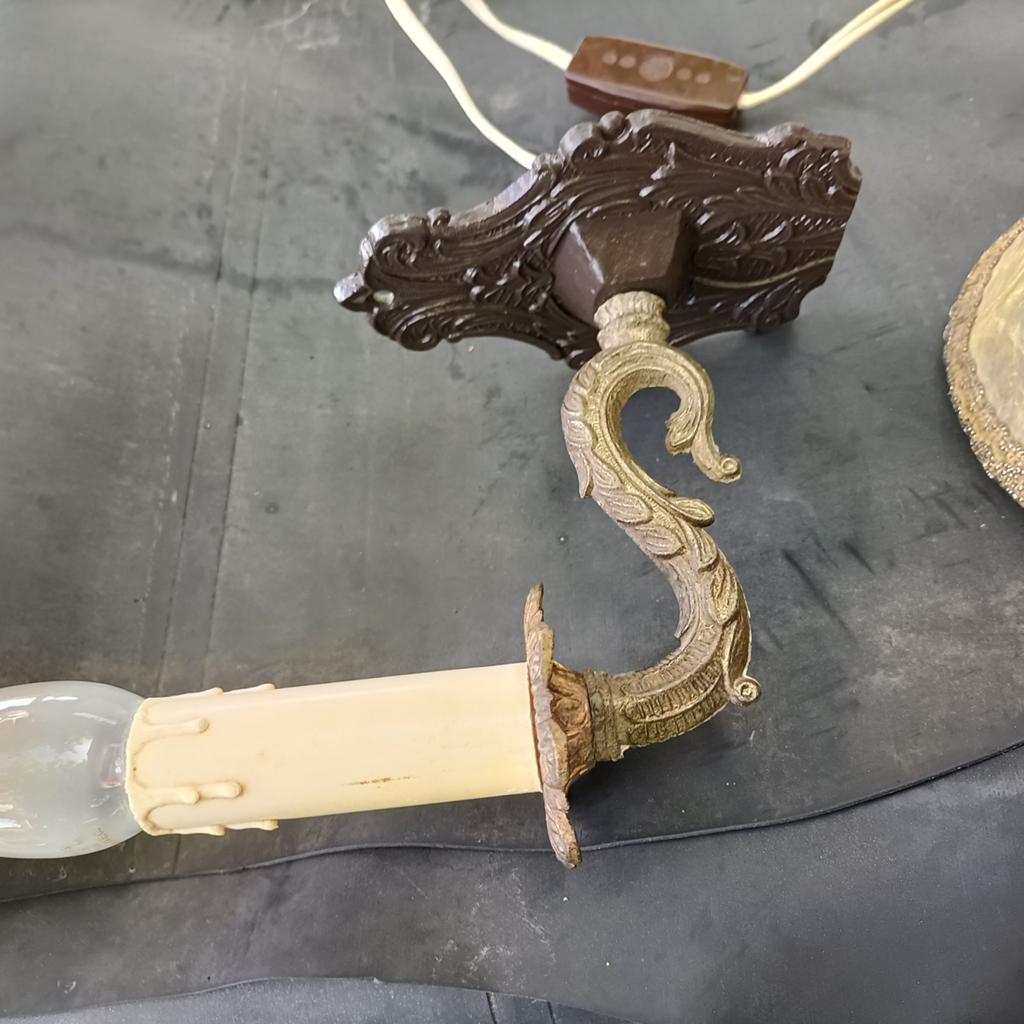 Vintage wandlampje met varkensblaas kapje, Ophalen of Verzenden, Gebruikt, Overige materialen