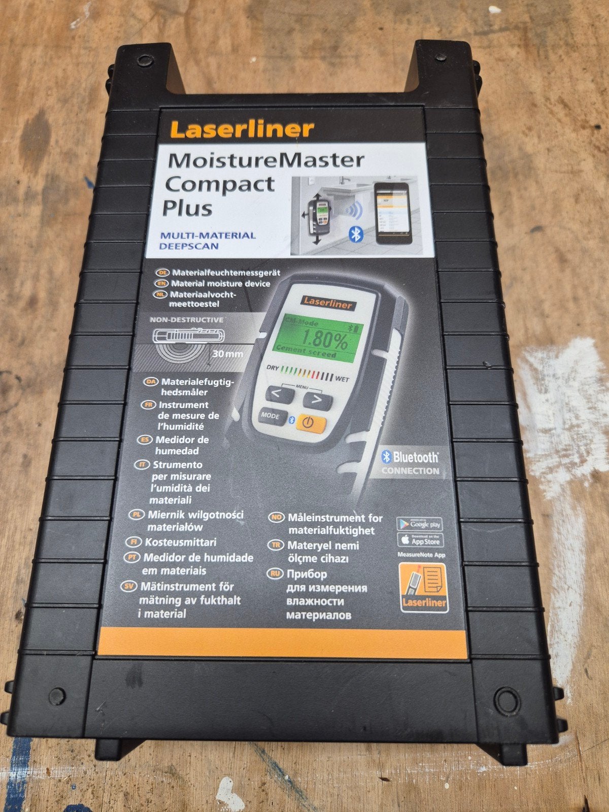 Laserliner MoistureMaster Compact Plus vochtmeter, Doe-het-zelf en Verbouw, Meetapparatuur, Ophalen, Zo goed als nieuw, Vocht of Vloeistof
