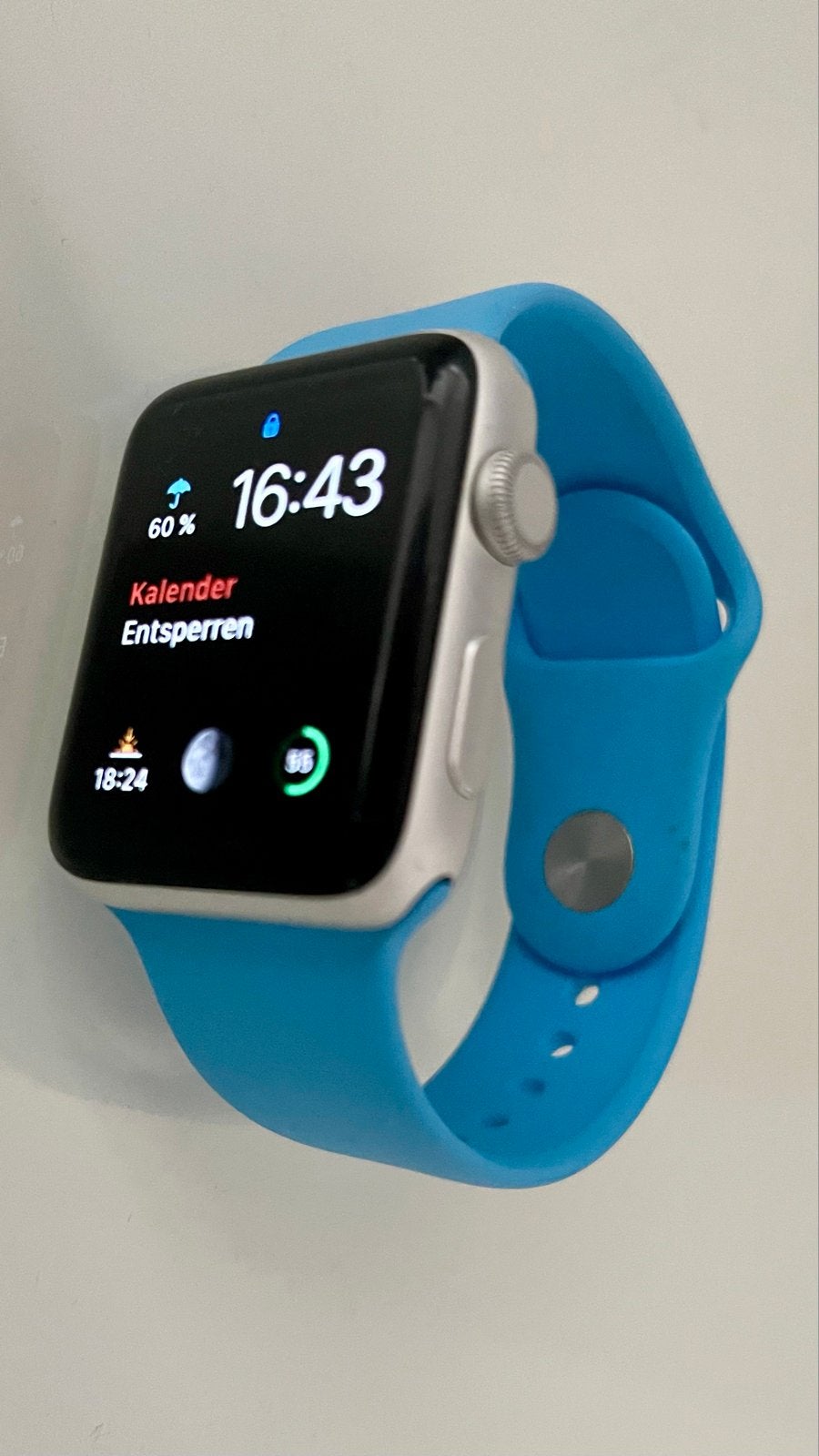 Apple Watch Series 2 42mm – Silver, Blue Band, Charger & Box, Gebruikt, Apple Watch ⌚️, IOS, Ophalen of Verzenden