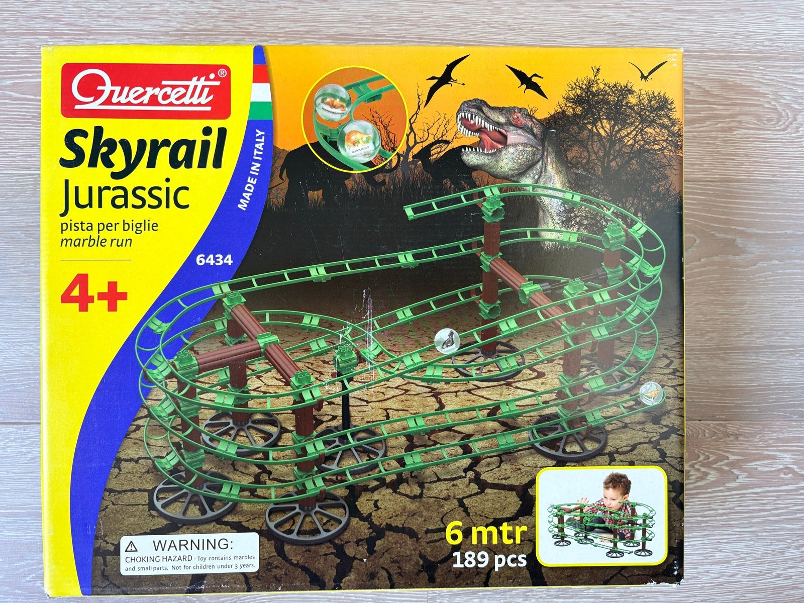 Quercetti Skyrail Jurassic knikkerbaan - 6 meter, 189 stuks, Ophalen of Verzenden, Zo goed als nieuw, Overige merken