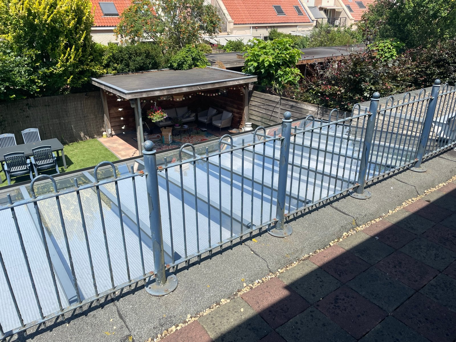 Robuust ijzeren hekwerk balkon of tuin, Ophalen, Gebruikt, IJzer, Spijlenhekwerk