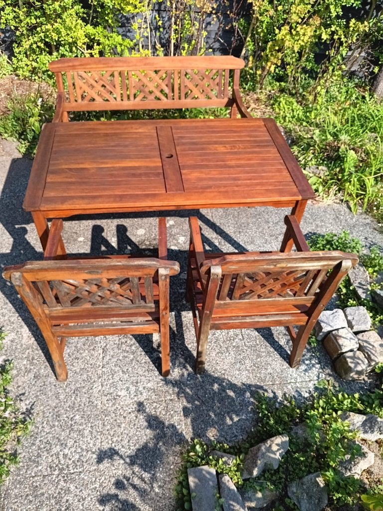 Teak tuinset 'Ascot Collection', uniek., Tuin en Terras, Ophalen, Gebruikt, Bank, 6 zitplaatsen
