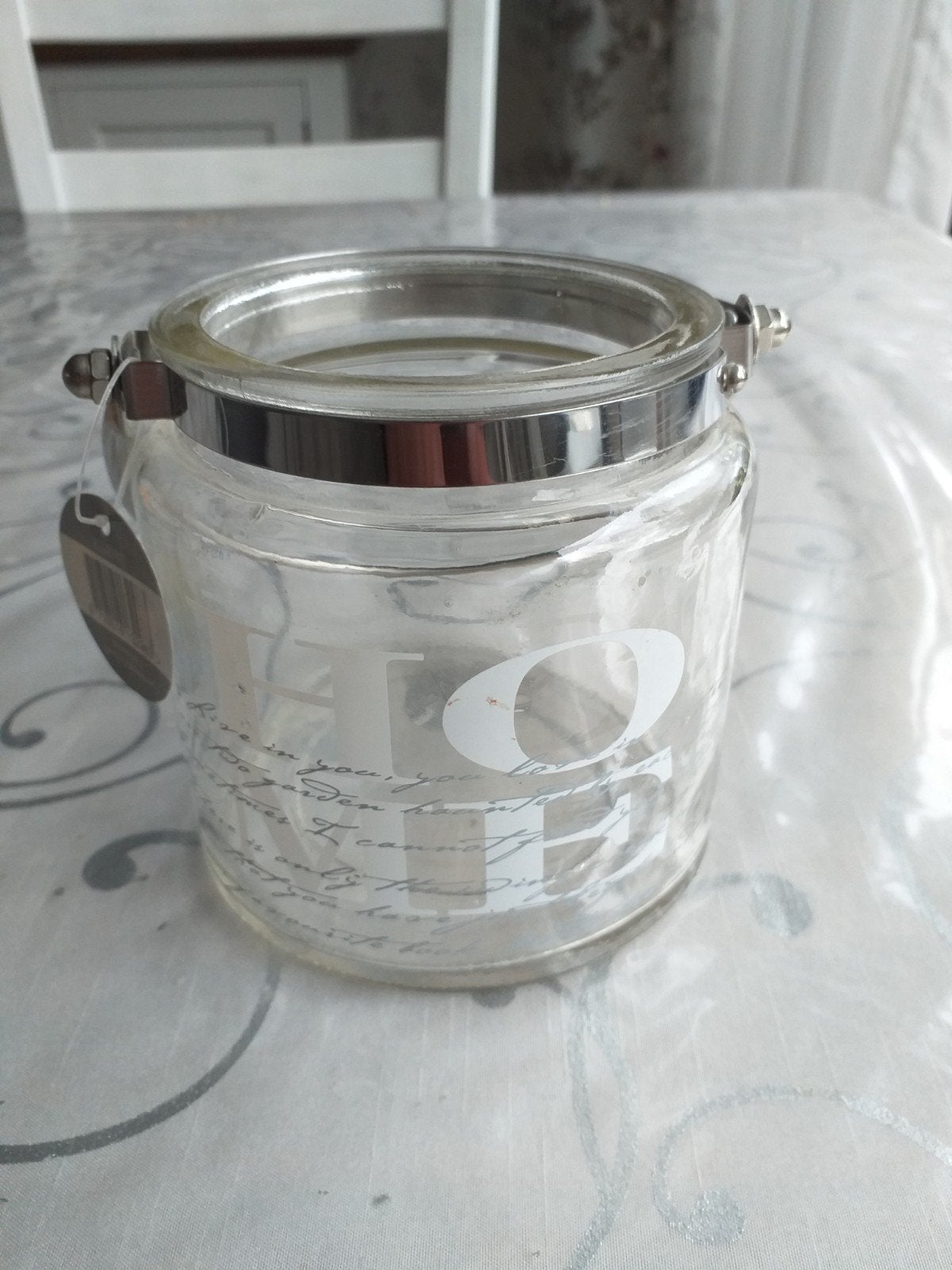 Pot / windlicht HOME, Ophalen of Verzenden, Nieuw, Glas, Pot, Bus of Blik