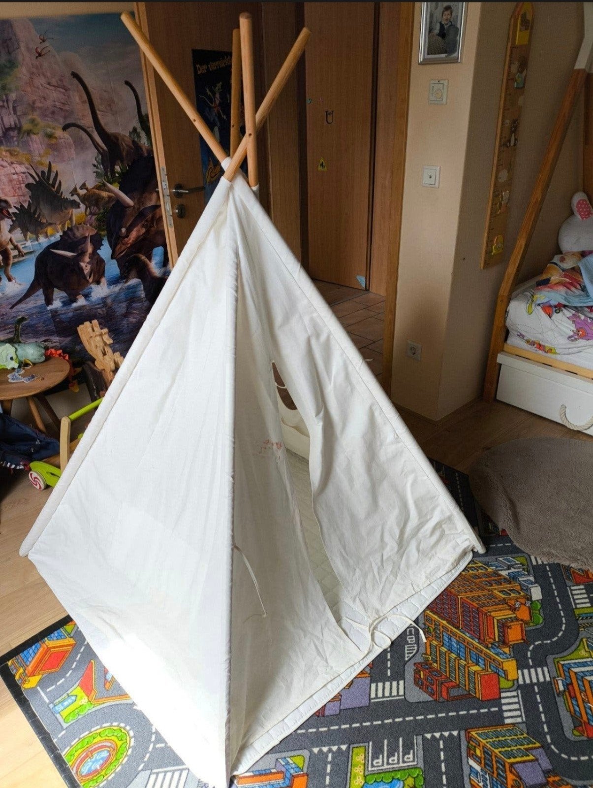 witte speeltent/tipi, Ophalen