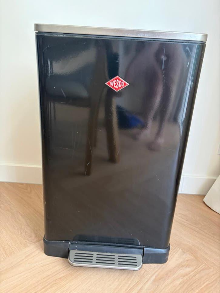 Wesco prullenbak -Big Double Zwart- met enkele bak 36 liter, Ophalen, Gebruikt, Met pedaal, 40 liter of meer