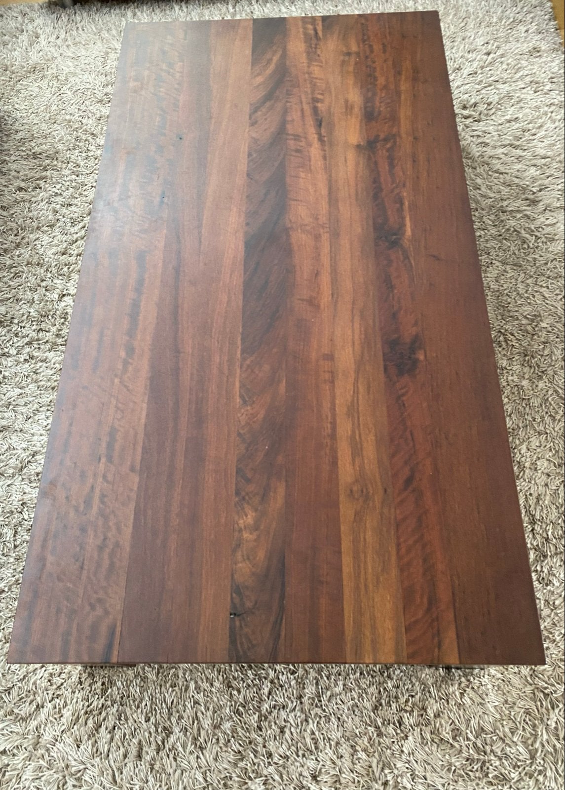 Massief oud notenhouten salontafel - robuust en stijlvol, Ophalen, Gebruikt, 100 tot 150 cm, 50 tot 100 cm