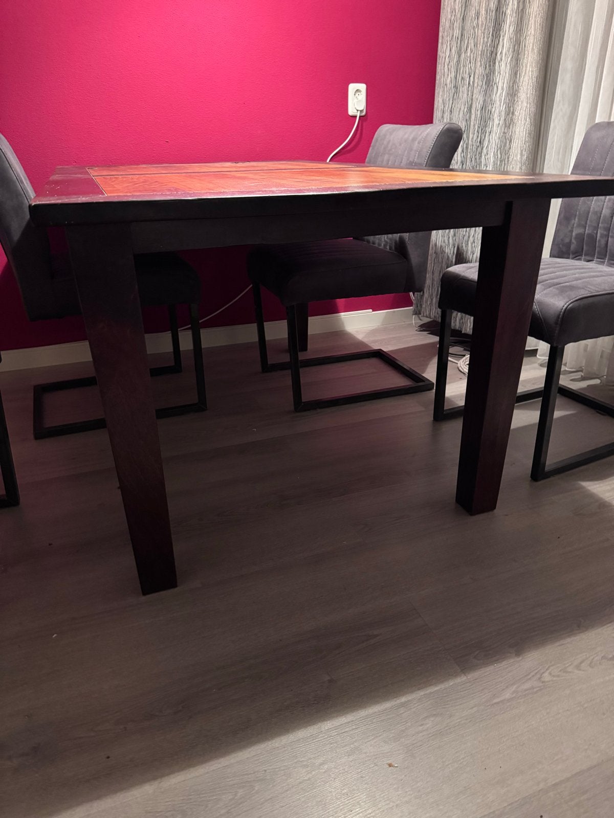 Houten eettafel, Ophalen, Gebruikt, 50 tot 100 cm, 150 tot 200 cm