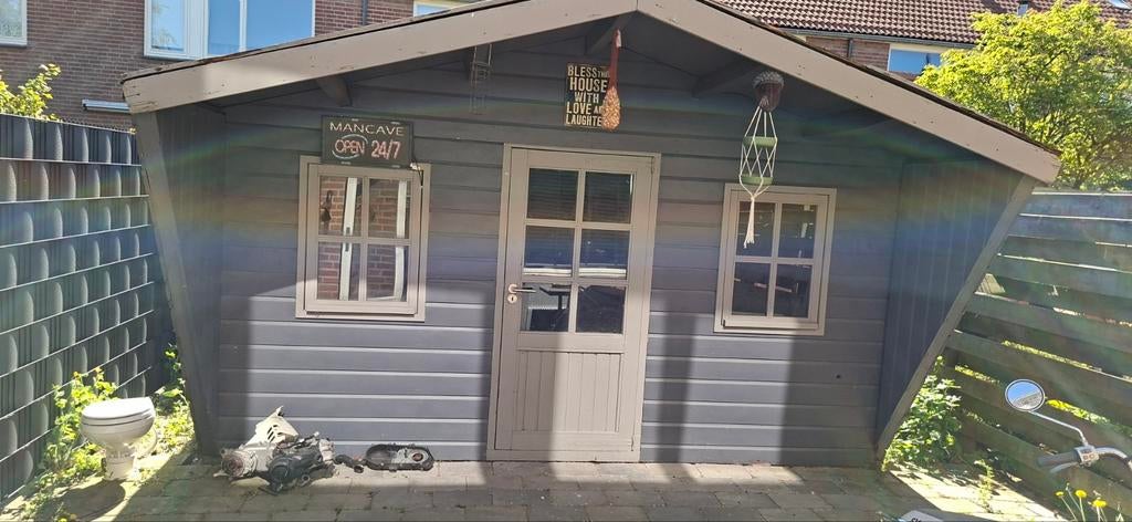 Ruime Blokhut/Tuinhuis/Mancave 4x4.3m met luifel en fundatie, Ophalen