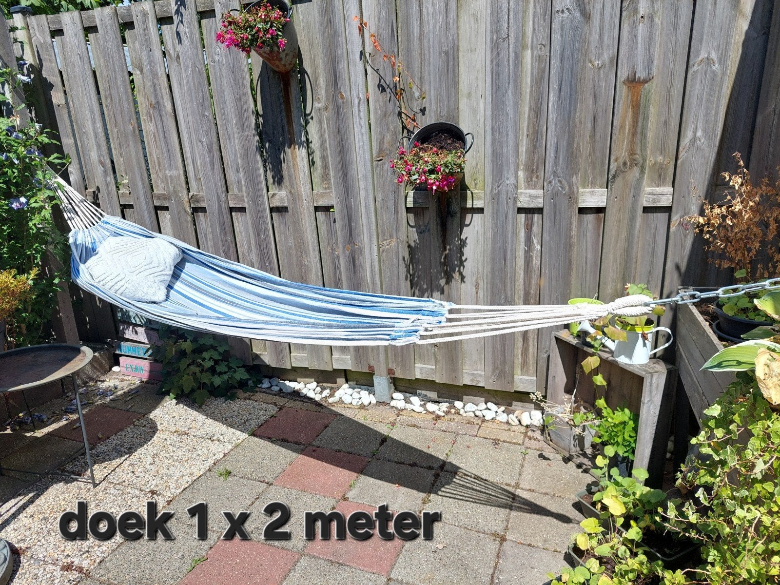 Comfortabele hangmat, blauw gestreept, 1x2 meter, Ophalen of Verzenden, Gebruikt, Eenpersoons, Binnen