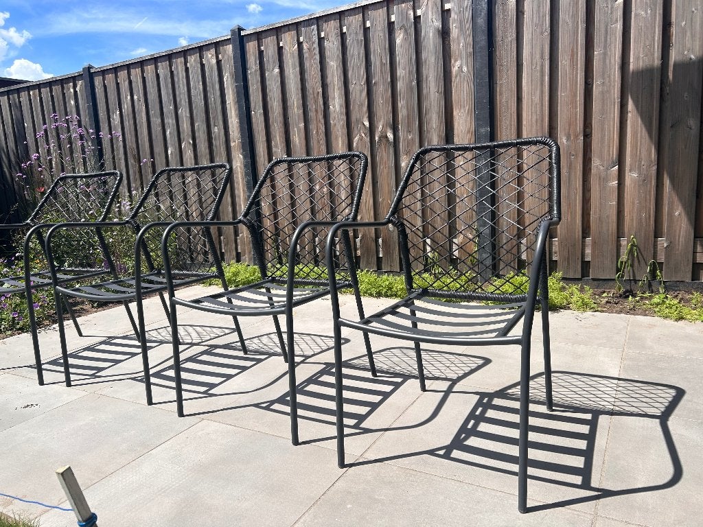 Tuinstoelen antraciet met bijbehorende kussens, Ophalen, Zo goed als nieuw, Overige materialen, Stapelbaar