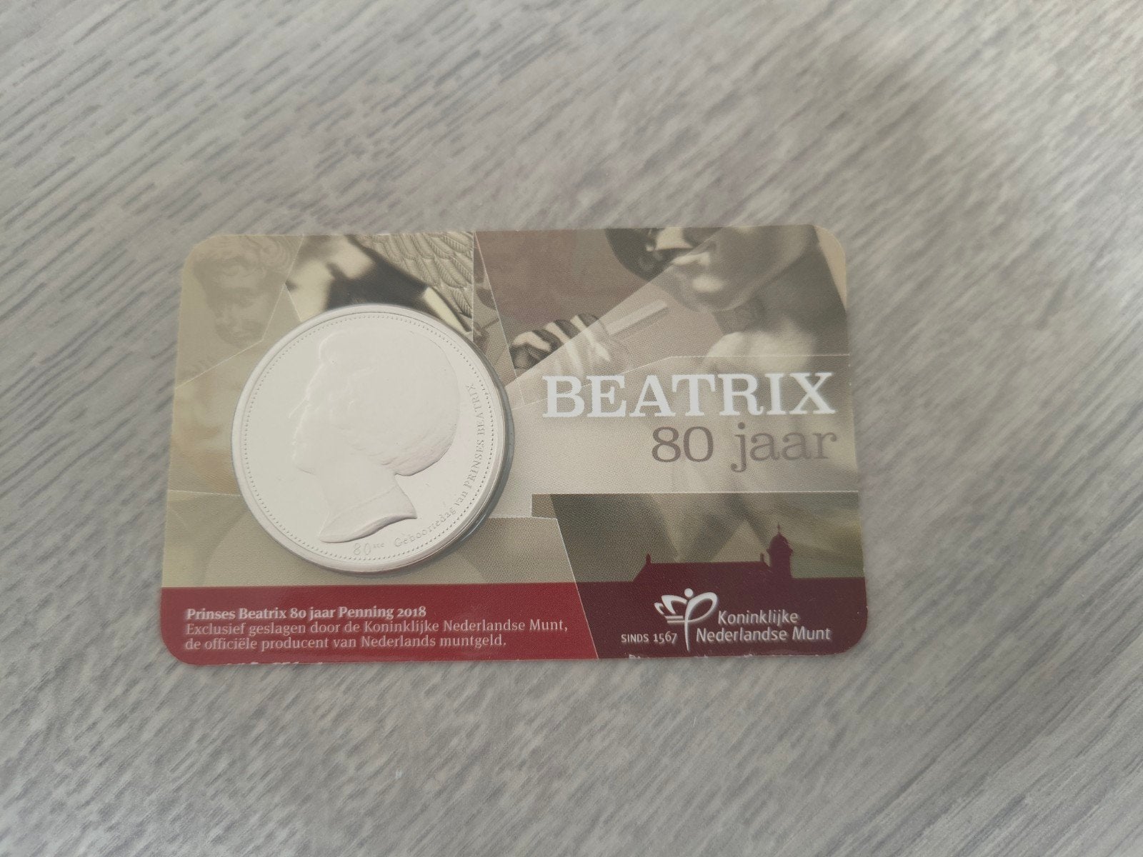Prinses Beatrix 80 Jaar Penning 2018 - UNC coincard, Postzegels en Munten, Munten | Nederland, Ophalen of Verzenden, Koningin Beatrix