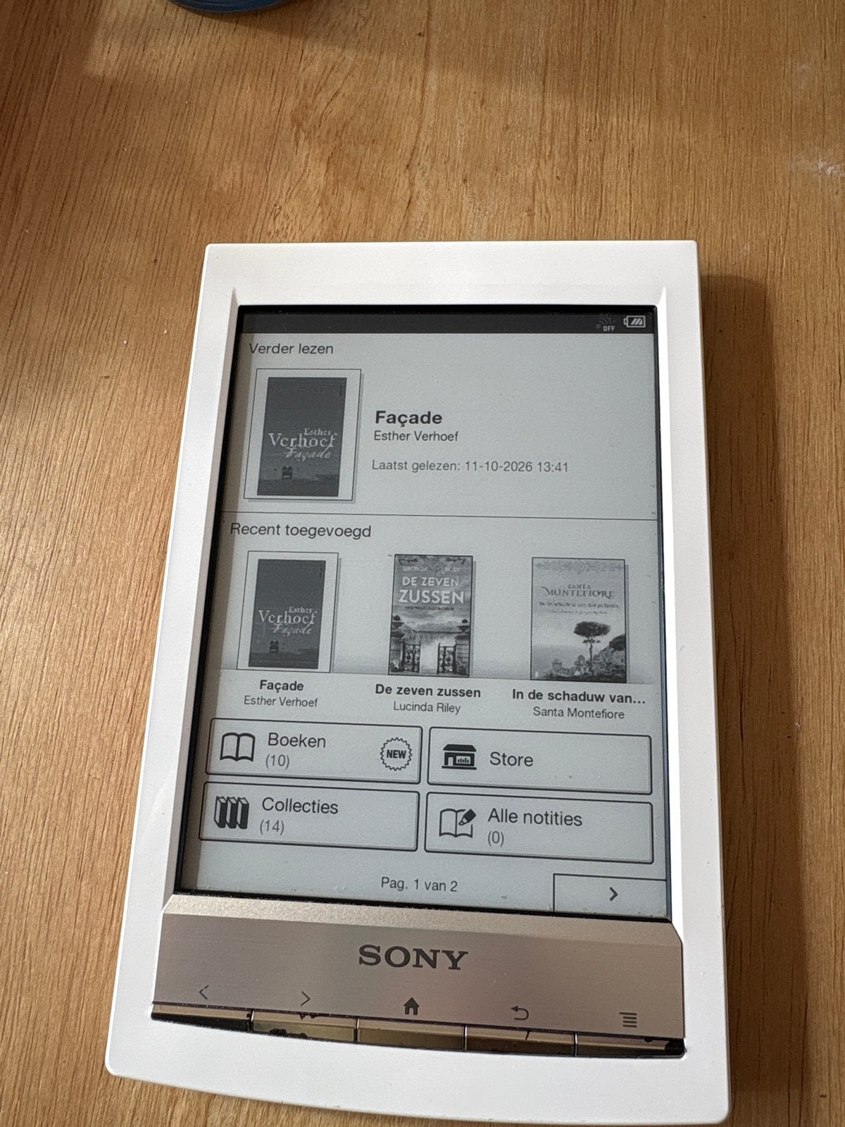Sony Reader PRS-T1 E-reader - Wit, Computers en Software, Ophalen, Zo goed als nieuw, 4 GB of minder, Touchscreen
