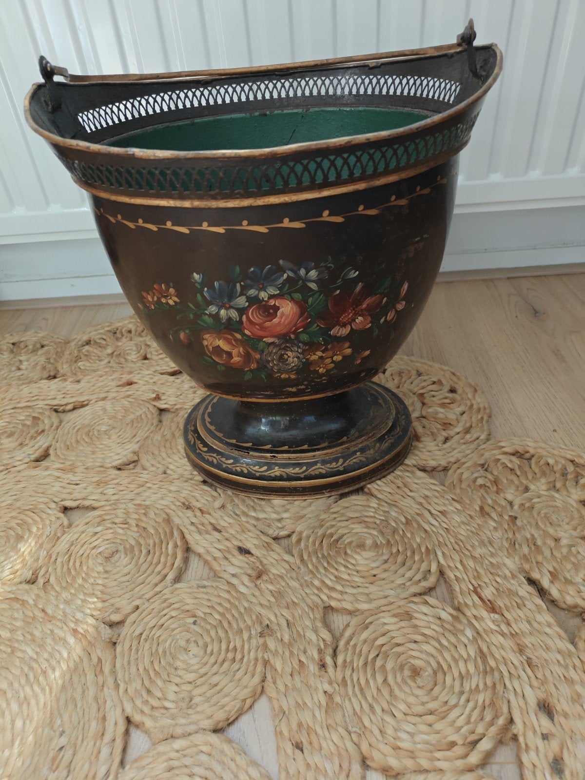 Antieke kolenkit met bloemmotief, Antiek en Kunst, Ophalen of Verzenden