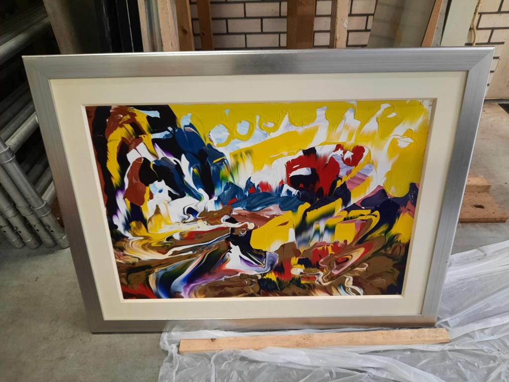 Prachtig abstract schilderij Harry van Gestel 127x97 cm, Antiek en Kunst, Ophalen