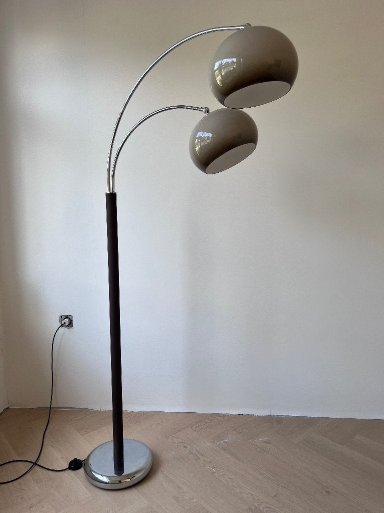 Vintage Dijkstra Space Age Vloerlamp/booglamp Dubbele Kap, Huis en Inrichting, Lampen | Vloerlampen, Ophalen, Vintage Space Age