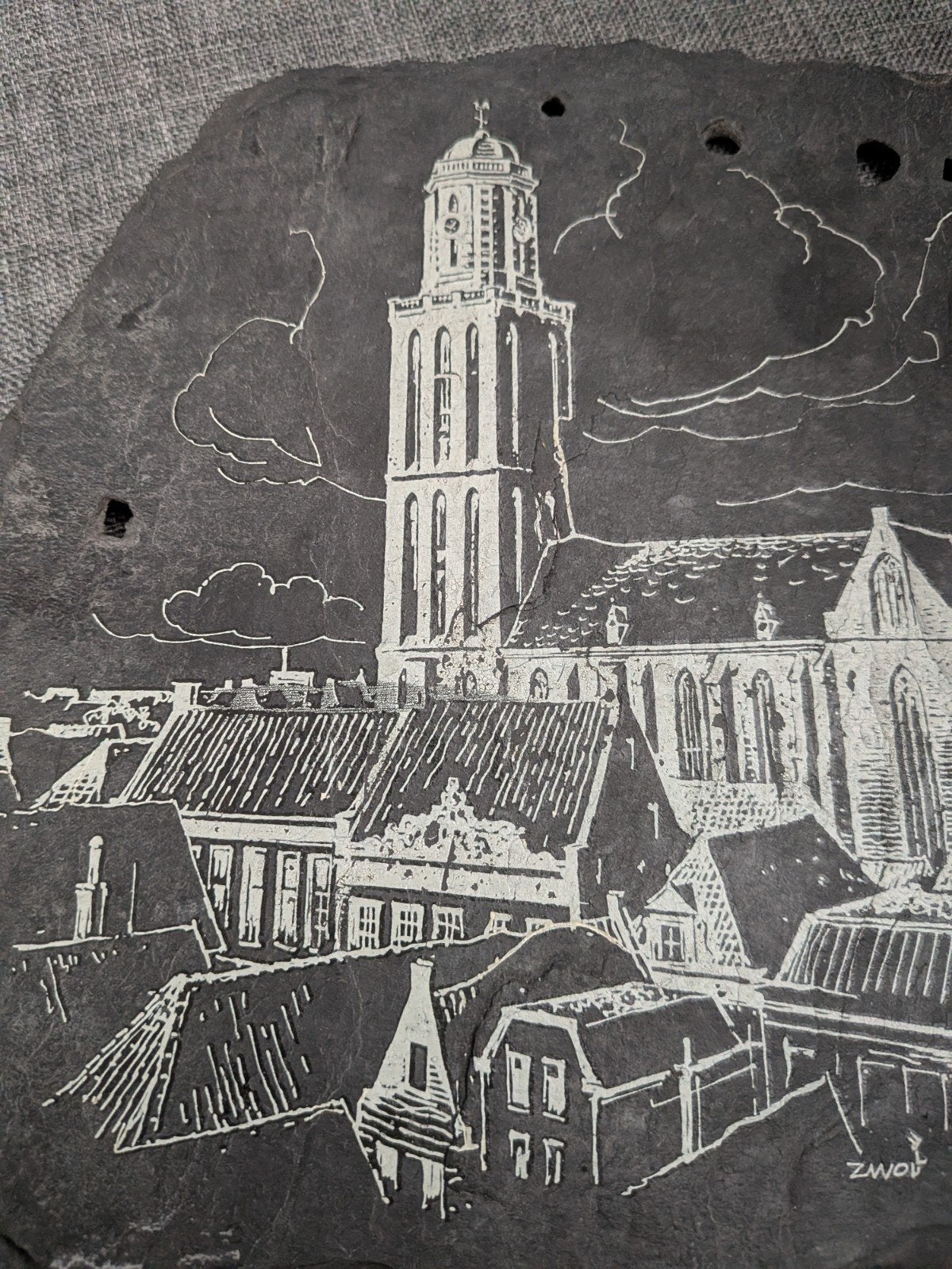 Zwolse historische Peperbus op leisteen, Ophalen of Verzenden