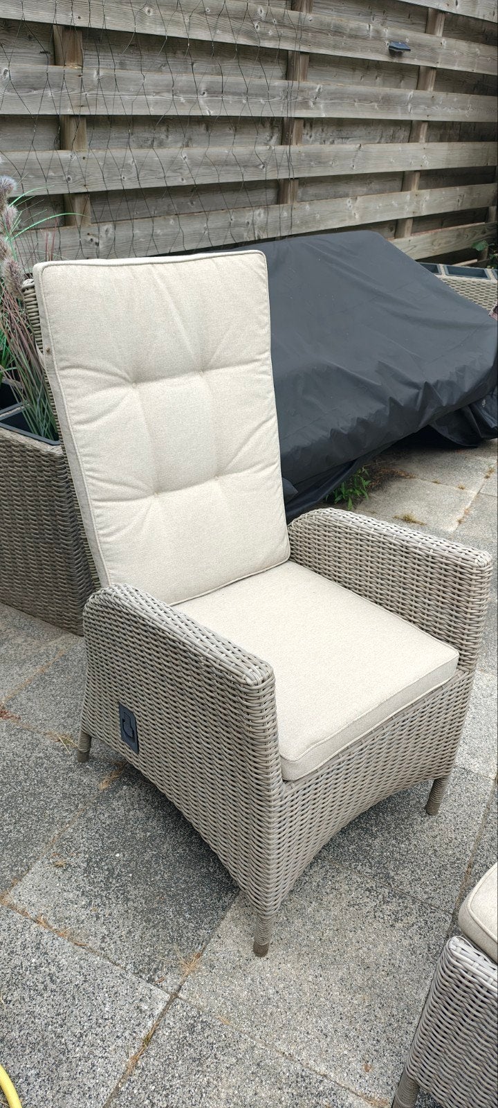 4 Wicker tuinstoel met verstelbare rugleuning, Ophalen, Gebruikt, Wicker, Verstelbaar
