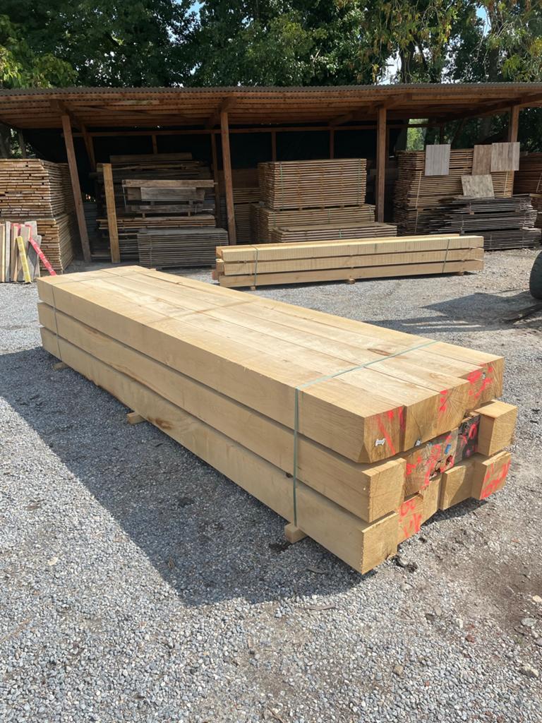 10 eiken balken 400 cm lang 20x20, Tuin en Terras, Palen, Balken en Planken, Zo goed als nieuw, Ophalen