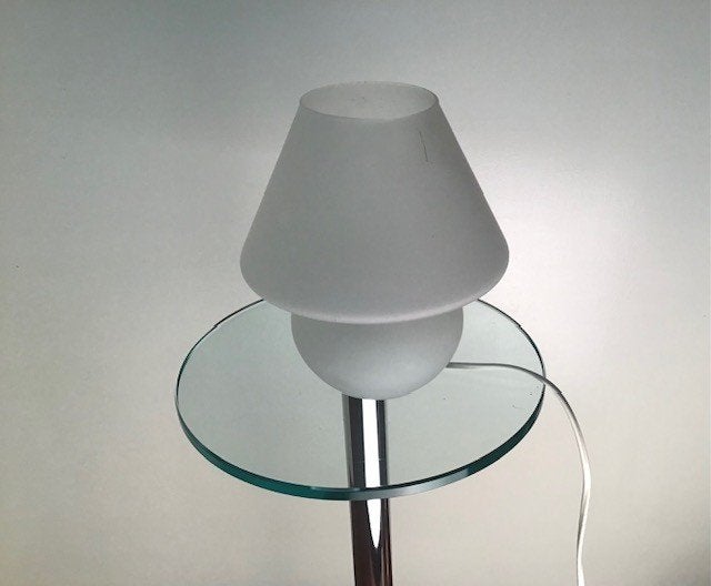 Vintage paddenstoel lamp in wit opaline mat glas, Ophalen, Vintage, 20 cm, Wit