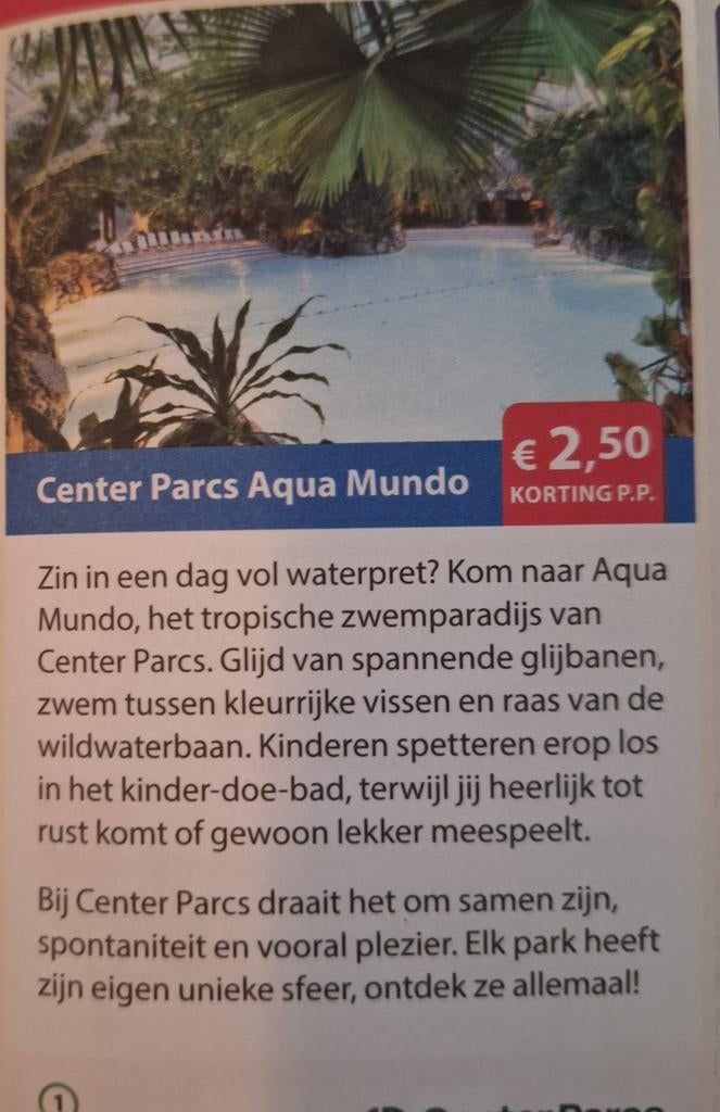 Aqua Mundo Aquamundo 2.50 korting pp, Tickets en Kaartjes, Drie personen of meer, Kortingsbon