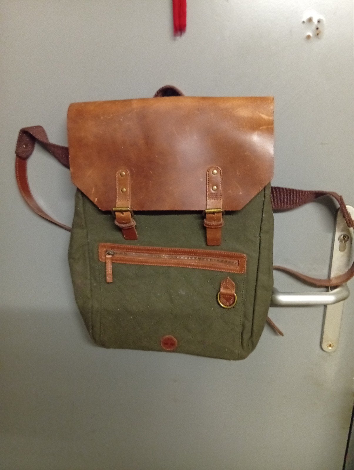 gebruikt Timberland Rugzak - Canvas leer in nette staat, Overige merken, Gebruikt, 25 tot 40 cm, Ophalen of Verzenden