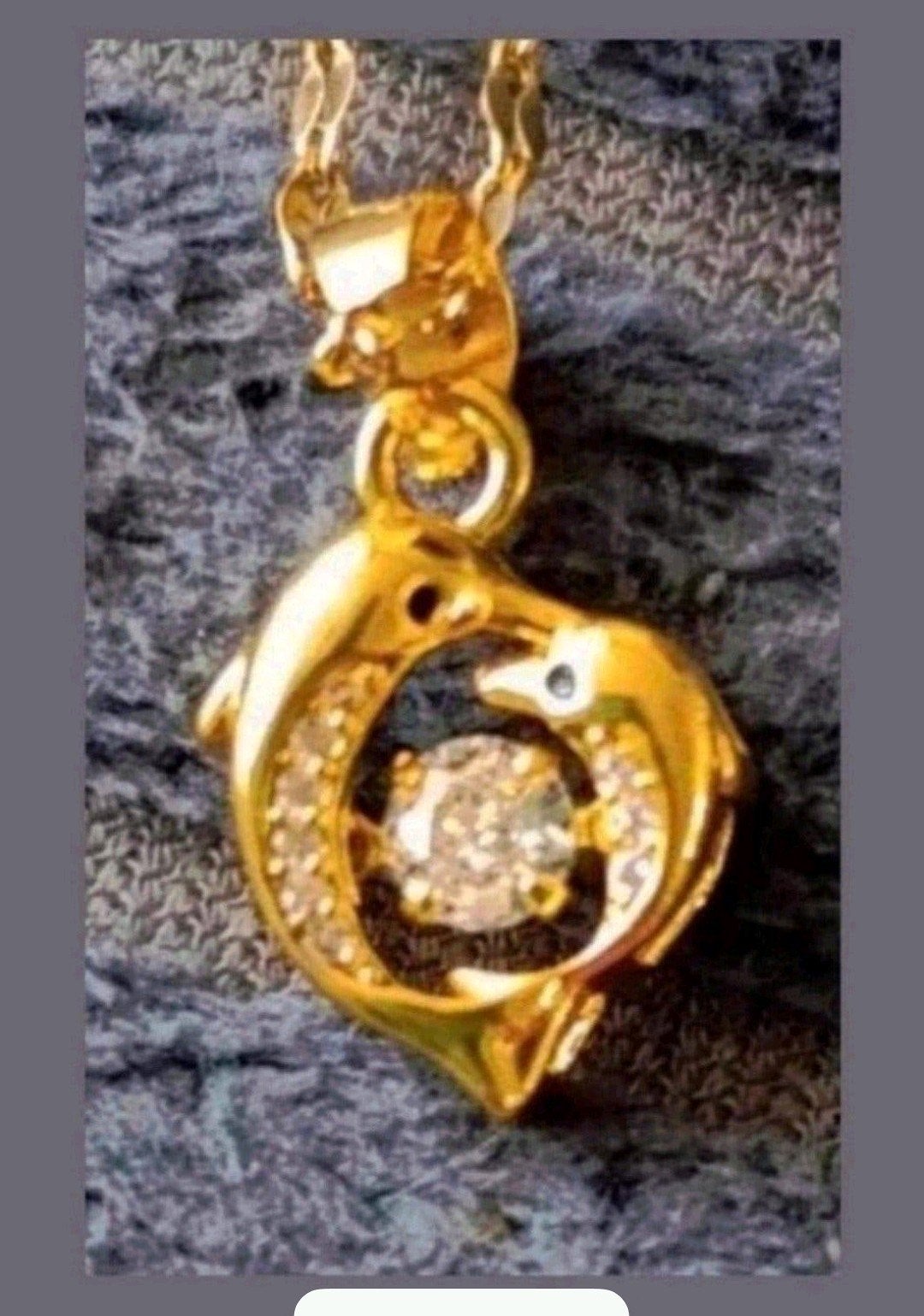ketting dolfijnen Swarovski, Verzenden, Nieuw, Goud, Met hanger