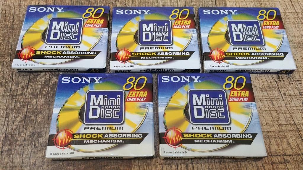 Minidisc's Sony Premium-80 gold.(5 st. Nieuw), Audio, Tv en Foto, Walkmans, Discmans en Minidiscspelers, Ophalen of Verzenden